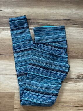 lululemon athletica Teal & Navy Striped High-Waist Leggings